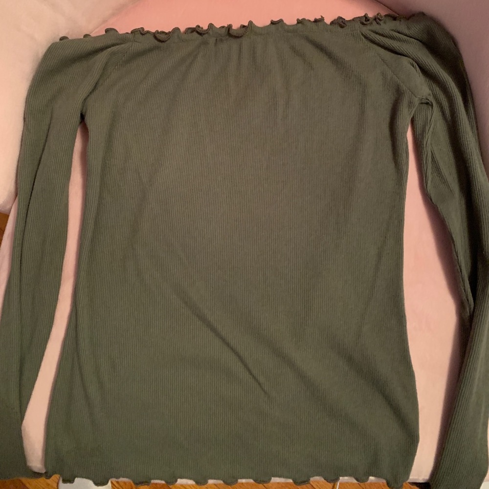 Olive green off the shoulder long sleeve